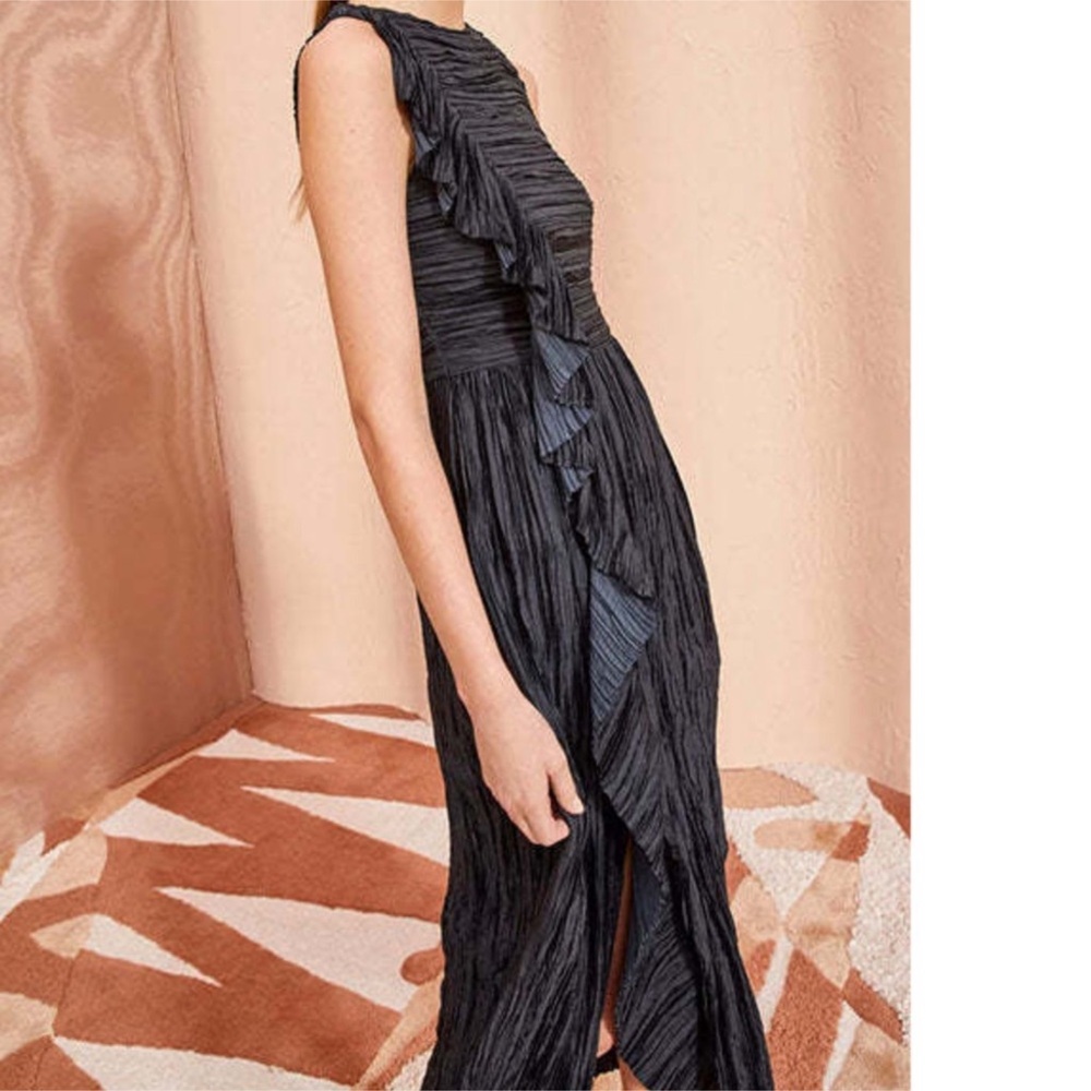 ULLA JOHNSON Circe Gown Noir Black Pleated Sz 6 - Picture 2 of 5